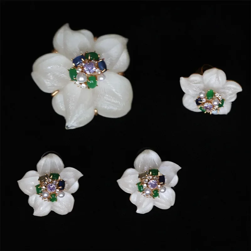 Европейская и американская винтажная средневековая брошь с цветком циркона