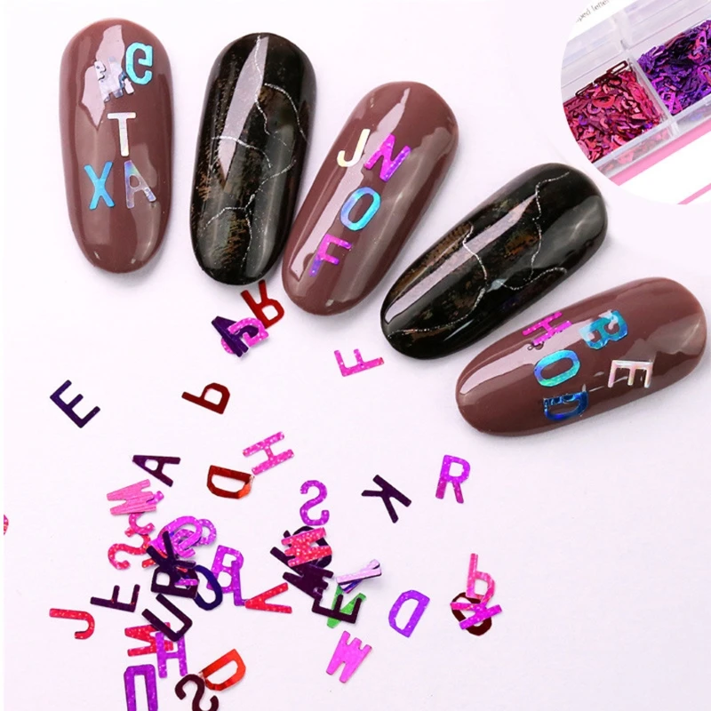 

12 Colors Alphabet Holographic Laser- 26 English Letters Mixed Chunky Glitter Epoxy Resin Festival Chunky Letters Sequin