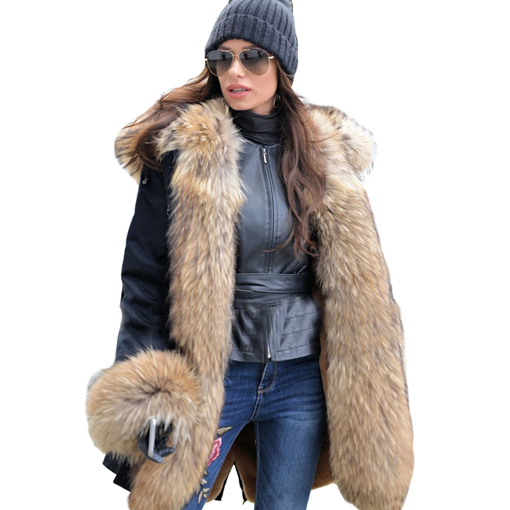LaVelache 2022 Long Parka Real Fur Coat Winter Jacket Women Natural Real Fox Fur Coats Outerwear Streetwear Casual Oversize New