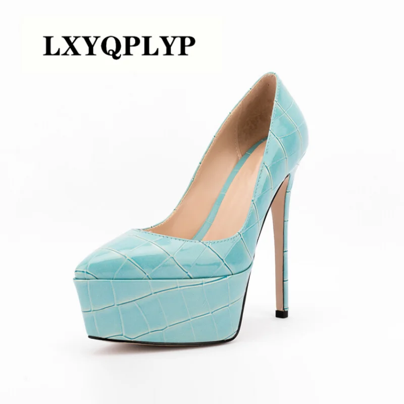 

Brand Sexy Nightclub Women's Shoes 12cm Thick High Heel Party Fashion Thick Sole Shallow Mouth Single Shoes 34-45 Party