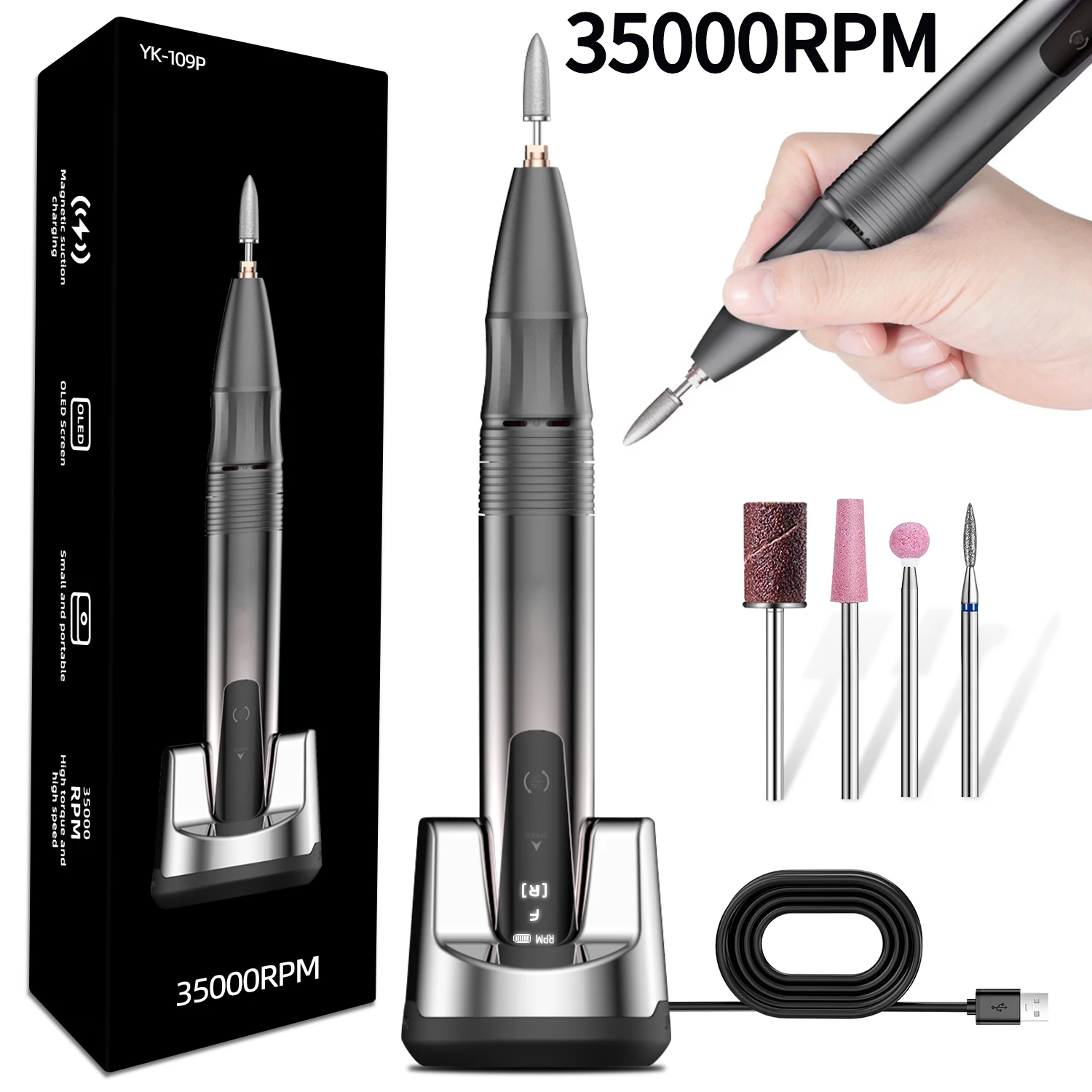 35000RPM Manicure Machine Electric Portable Cordless Nail Drill Machine With Cutter Nail Drill Device Art Tool For Nail Pedicure