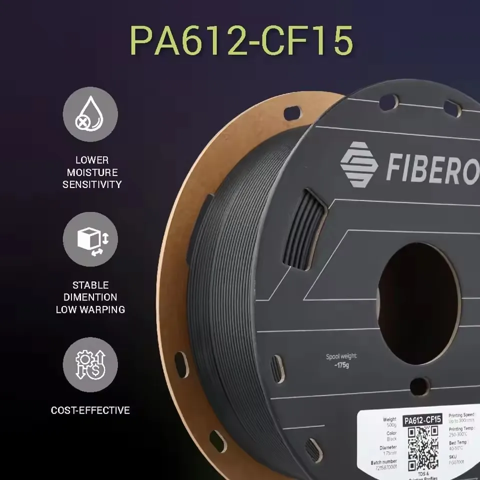 Фото PA612-CF15 3D-филамент 1,75 мм 0,5 кг Polymaker Fiberon, армированный углеродным волокном нейлон, высокопрочный инженерный материал №4