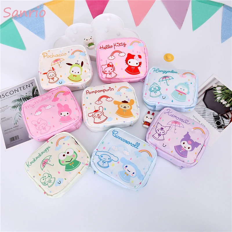 

Sanrio Hello Kitty Pompompurin Cartoon Tampon Storage Bag Hangyodon Keroppi Kuromi Cute Portable Cosmetic Bag Mini Coin Purse