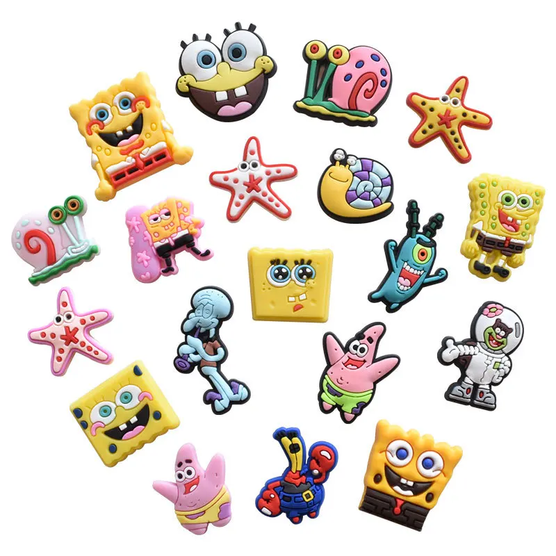 

SpongeBob SquarePants PVC Shoe Crocs Buckle Accessories DIY Cartoon Animals Shoe Decoration for Kids Croc Charms Kids Party Gift