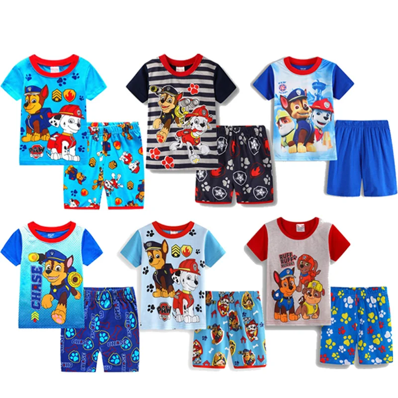 

Paw Patrol Short Sleeved Pajamas Set Cartoon Mashall Chase Rubble Summer Kids Baby Clothes PJS Set Children Sleepwear Nightwear