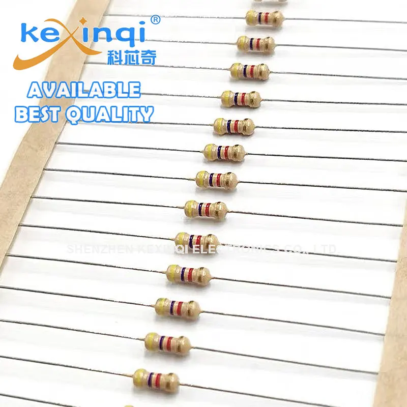 100 шт. 1/4 Вт карбоновые пленочные резисторы 5% 1R-10M 10R 47R 100R 220R 1K 10K 4K7 100K 560K 1M 3M3 Ohm