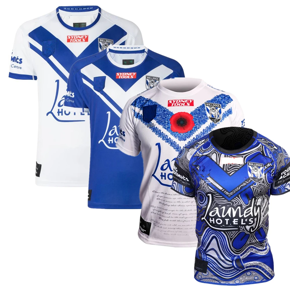 

Bulldogs INDIGENOUS ANZAC rugby jersey 2023 2024 HOME away Rugby shirt Australia Bulldogs Jerseys t-shirt Custom name and number