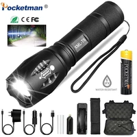 ultra bright flashlight xml t6 flashlight linterna waterproof torch uses 18650 chargeable battery zoomable camping flash light