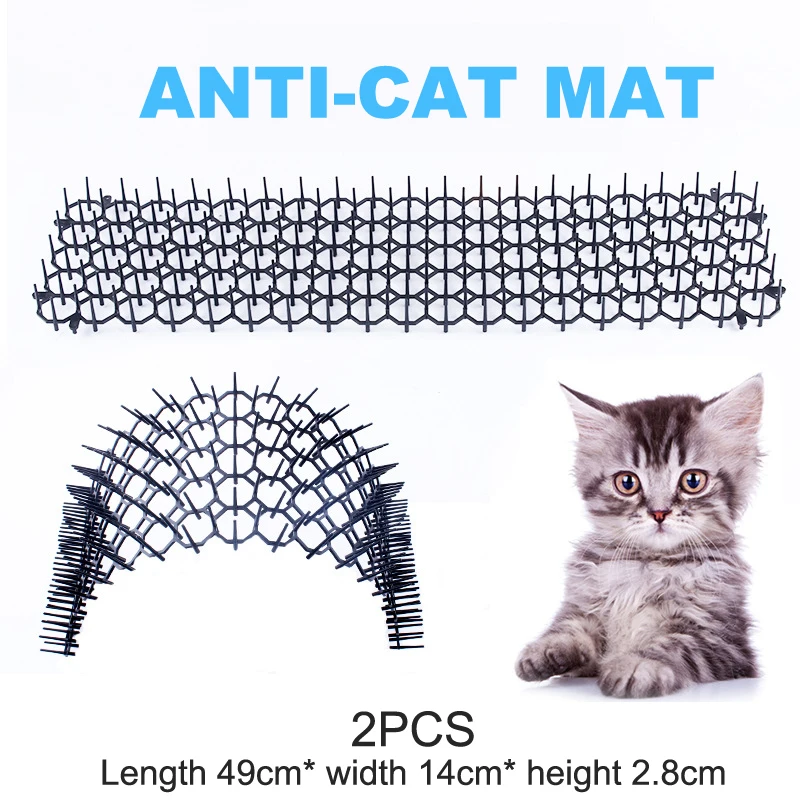 

2Pcs 49*14CM Garden Prickle Strip Dig Stop Cat Repellent Deterrent Mat Spike Anti-Cat Keep Cat Dog Away Cat Fence Pets Supply