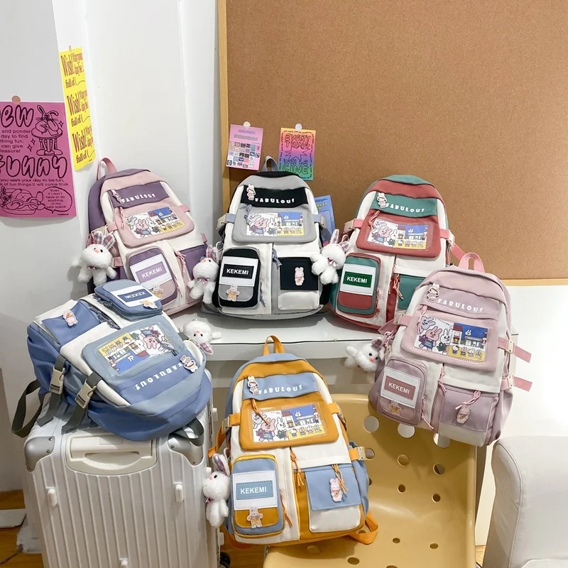 

Корейский женский рюкзак Молодежная уличная дорожная сумка Вместительная школьная сумка для ноутбука Водонепроницаемый рюкзак с защитой ...