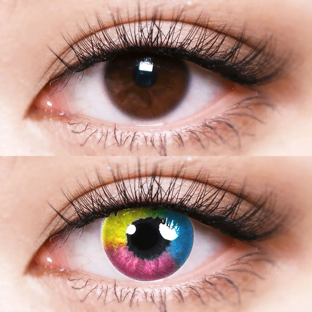 GFRIEND 2Pcs/Pair Color Contact Lenses for Eyes Anime Makeup Accessories Anime Rainbow Cosplay Lense Multi-Lenses Eye Lenses