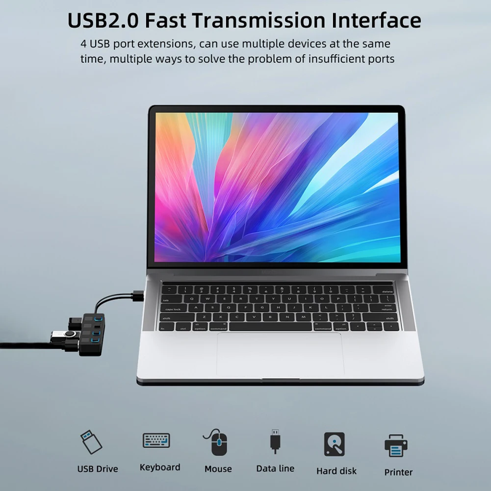 

4 порта USB 2,0 разветвитель концентратор Мульти USB адаптер питания для ноутбука настольного компьютера