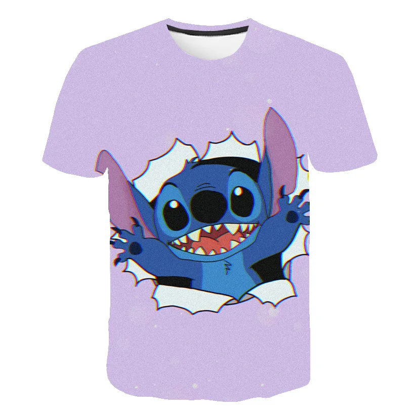 

Children Disney Stitch Top Kawaii Printing Disney Summer New Products Tees Harajuku Fashion Outdoor Stitch Pattern T-Shirts Kids