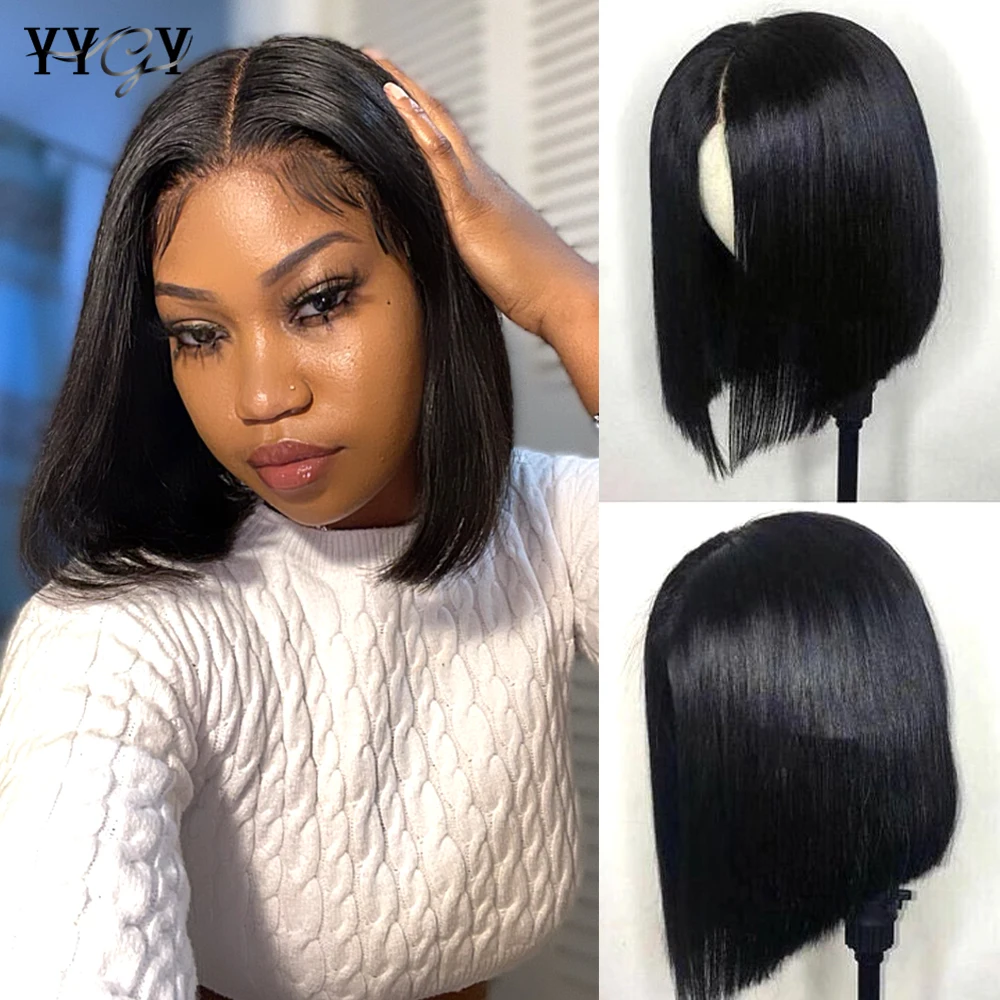Short Bob Wig 5x5x1 T Part Human Hair Wigs For Black Women Transparent Frontal Wig Brazilian Glueless Lace Wigs Pre Plucked Remy