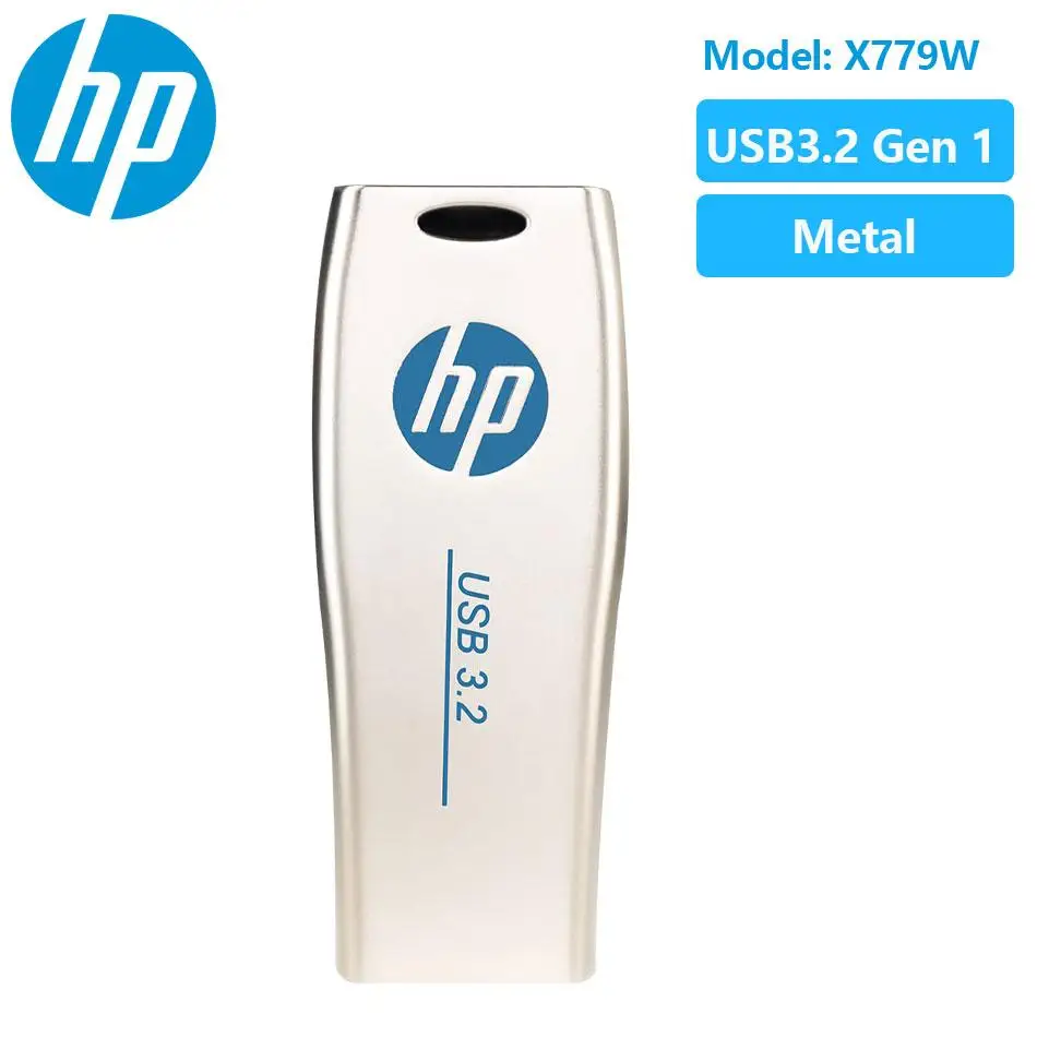 

HP X779W USB3.2 Flash Drive 64GB 128GB 256GB Memory USB Stick Push and Pull Design Metal PenDrive for Destops Laptop Macbook