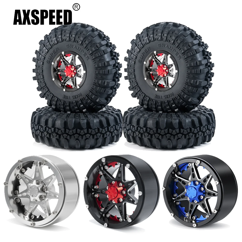 Фото AXSPEED Металл 2,2 дюймов Beadlock Колесные диски ступицы с наружным диаметром 137 мм резиновые шины для Axial Wraith TRX-4 1/10 радиоуправляемая модель автомоб... №1