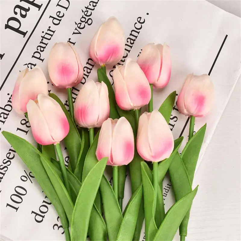 

2/4/5PCS Artificial Bouquet Photography Props Lifelike Tulip Bouquet Decor Floral Arrangement Wedding Decoration Fake Flower