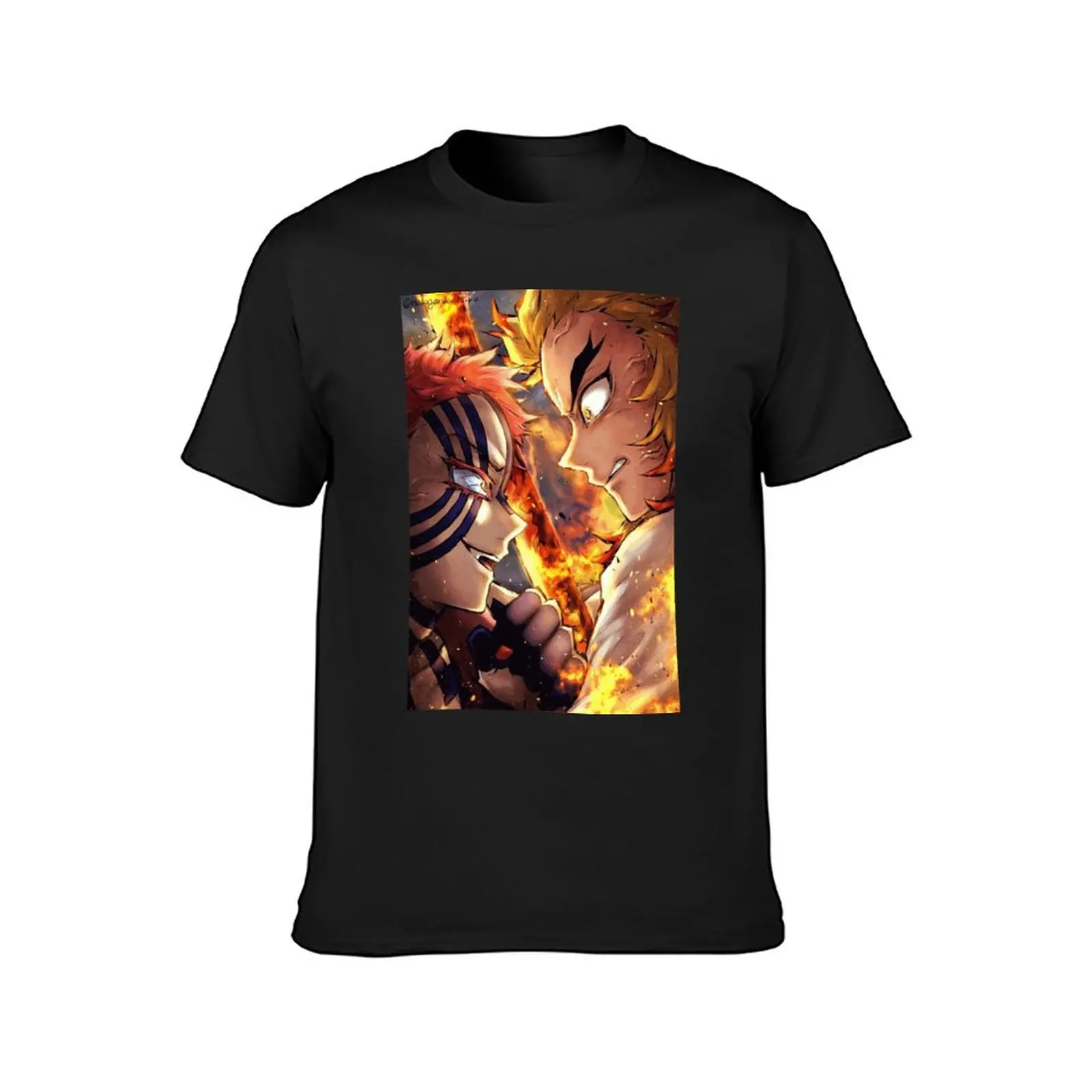 

Demon Slayer Rengoku Vs Akaza T Shirt Fight Fire Mugen Weeb Anime Harajuku 100 Cotton T-Shirt Short Sleeves Graphic Fun Tops