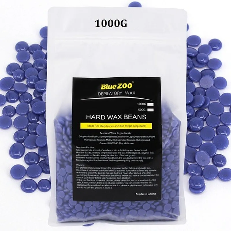 

BLUE ZOO 500/1000g Depilatory Wax Bean Pellet Hot Film Hard Wax Bean for Body Bikini Face Hair Removal No Strip Waxing Wax Beans