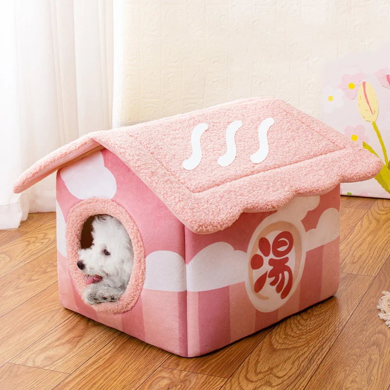 

Pet House Cat Bed Cozy Kennel Four Seasons Soft Cushion Nest Sleeping Cave Puppy Warm Sleeping Bag Nest Dog Accessories CW77