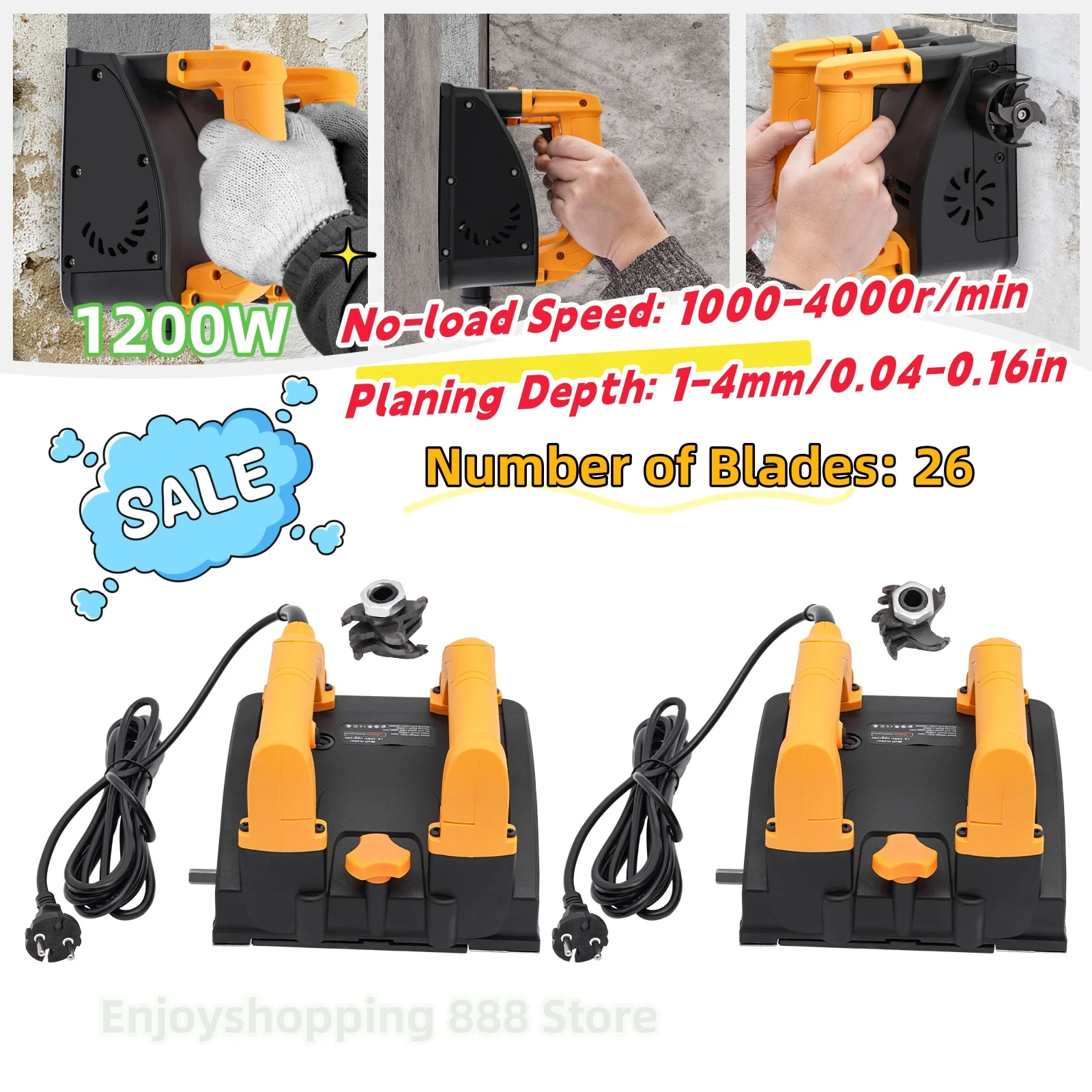 Электрический строгальный станок 1200 Вт фрезерный для ремонта шпаклевка