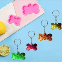 dog tag bone shaped keychain epoxy resin mold diy crafts decorations casting tools charm jewelry pendants silicone mold