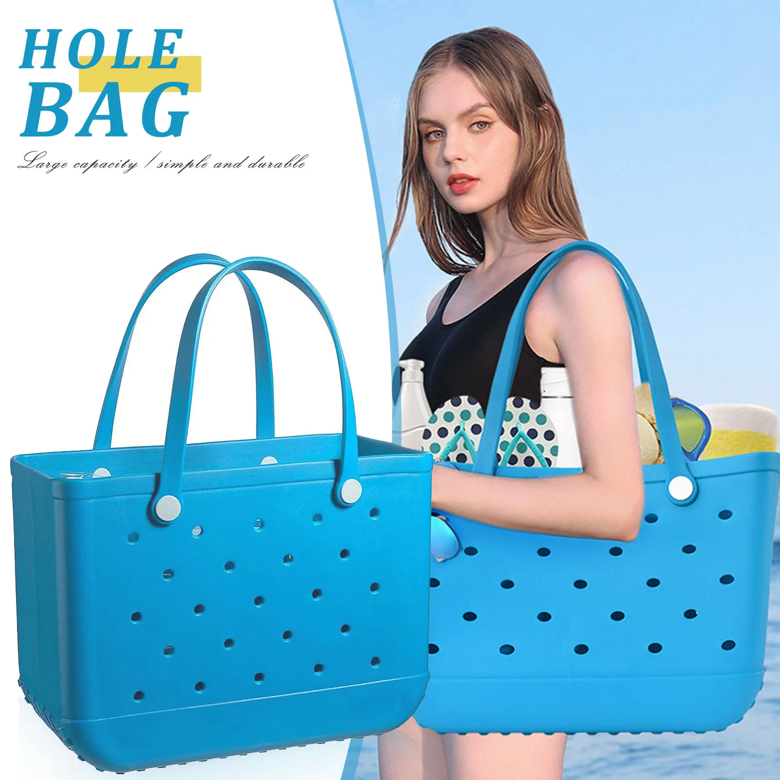 

Silicone Beach Bags Waterproof Washable Outdoor Tote Portable Ligh Portable Travel Bag Durable Pet Basket Sports Large Handbag