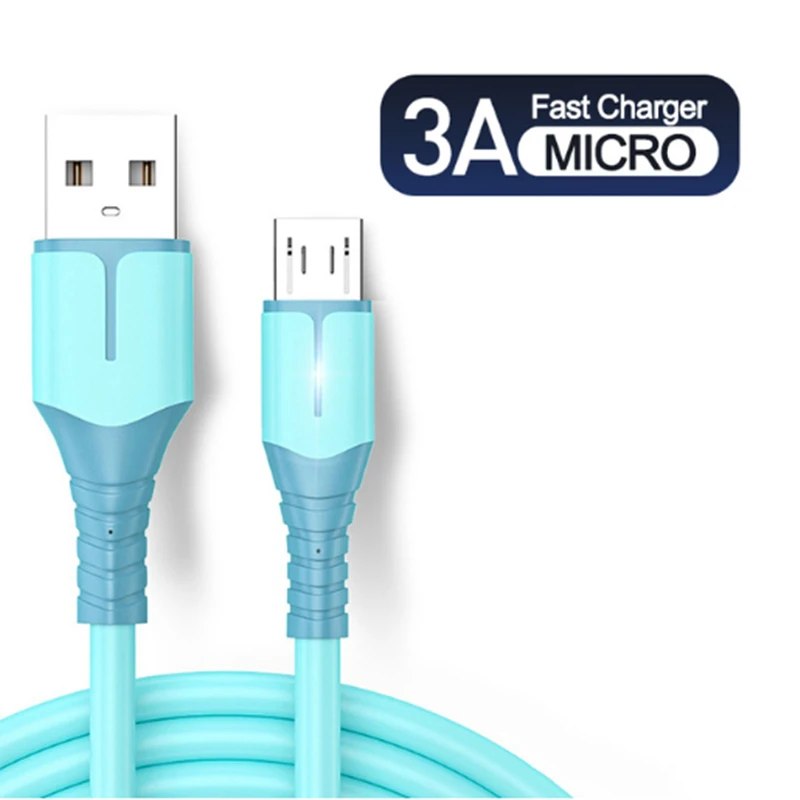 Micro USB Cable With LED Liquid Soft Silicone Cable For Samsung Xiaomi Android Mobile Phone Fast Charge Data Cable Free Shipping