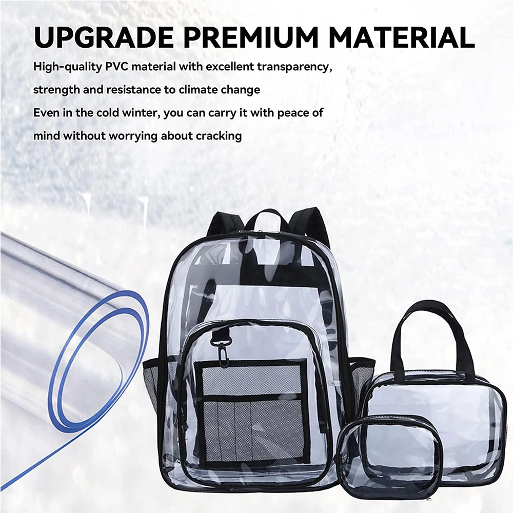 Sport Clear Backpack Women Men See Through Backpacks Gym Mini Transparent Bookbag for School Work Stadium Security Travel Event