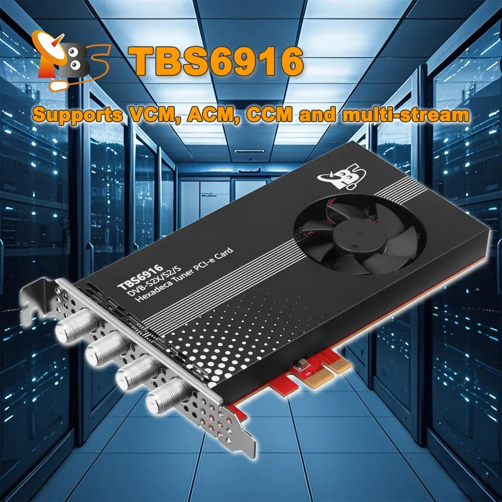 Фото DVB-S2X/S2 16-тюнерная карта, цифровой спутниковый ТВ-приемник, IPTV-потоковая карта для вещания, доставка цифрового содержания TBS 6916 №5