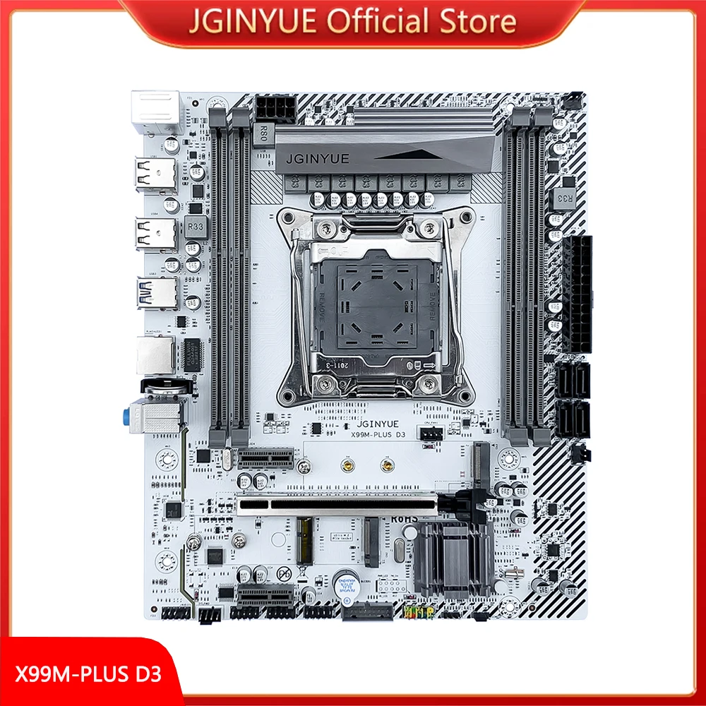 

JGINYUE X99 Motherboard LGA 2011-3 placa mae Support Xeon E5 V3 CPU Processor and DDR3 RAM Memory M.2 NVME/SATA X99M PLUS D3