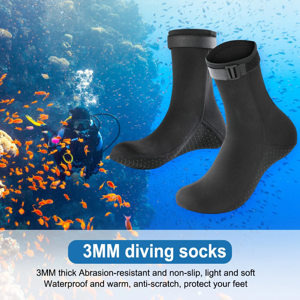 

3mm Diving Surfing Boots Winter Warm Unisex Thermal Beach Sock Anti Slip Neoprene Wearable Portable Lightweight for Water Sport