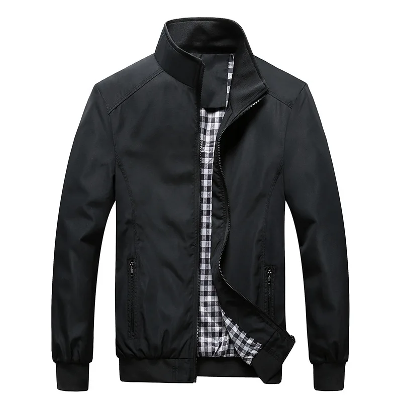Fashion Bomber Solid Casual Jacket Men Spring Autumn Outerwear Mandarin Sportswear Mens Jackets for Male Coats M-5XL 6XL 7XL