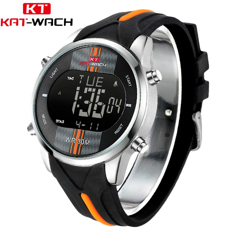 

Sports Watches KAT-WACH Digital Watch for Men Waterproof Silicone LED Display Luminous Calendar Military Clock Relogio Masculino