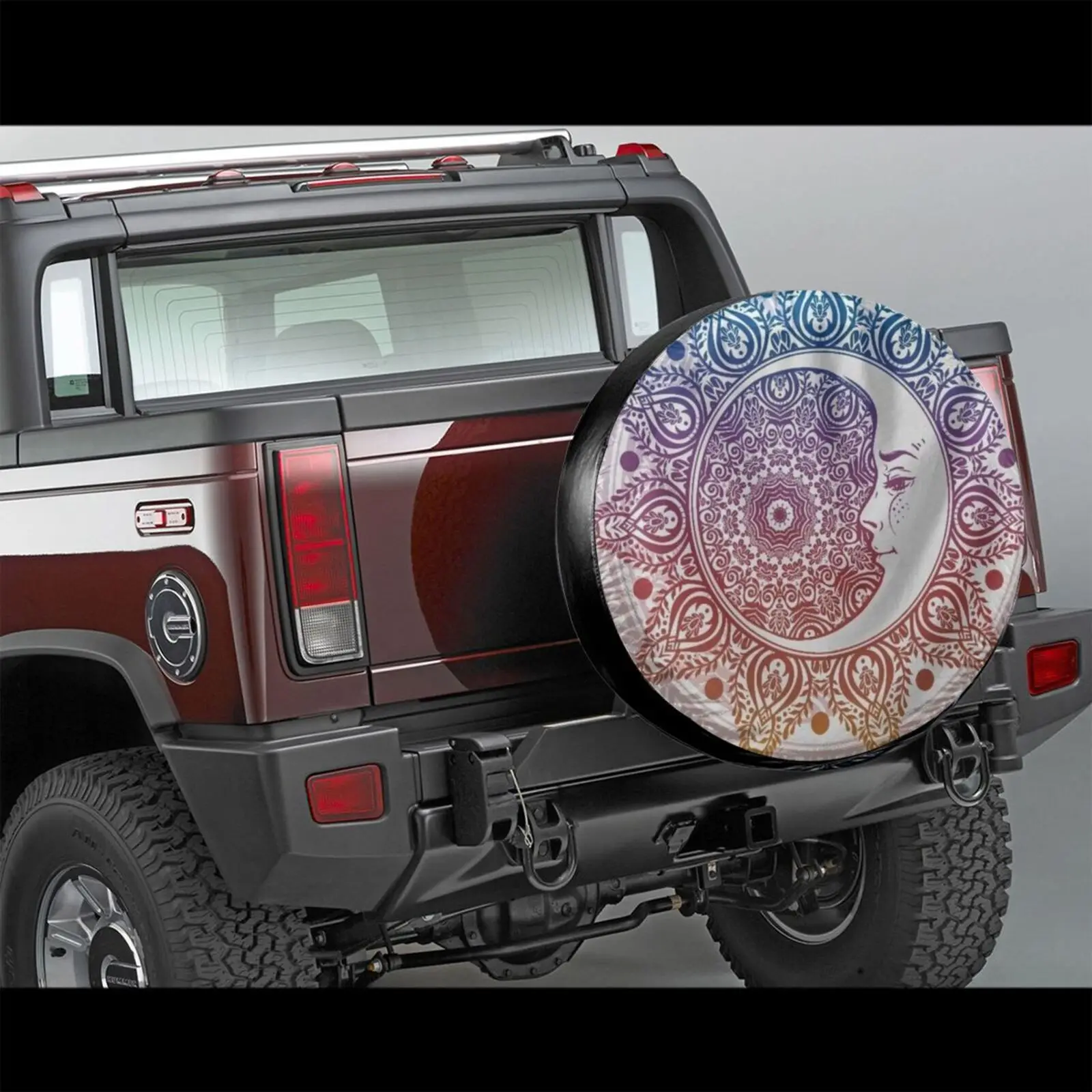 

Moon Mandala, Floral, Custom Made Quilt, Spare Tire Cover for Car, Vegan Tire cover, Yoga Meditation, Plush Sherpa Fleece,