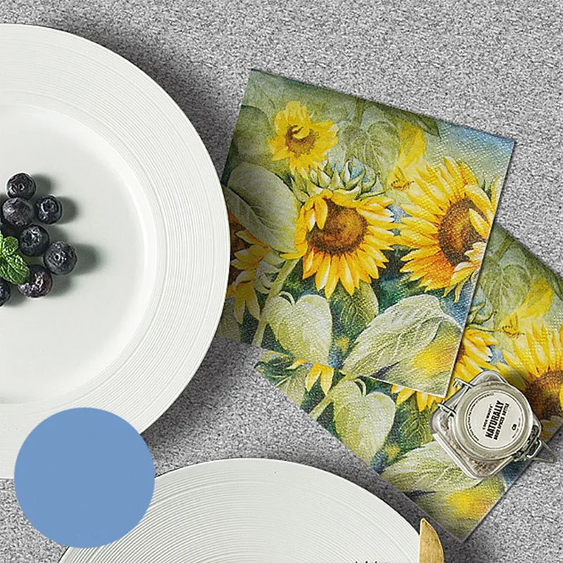 

20шт./упак., Подсолнухи, высококачественные рестораны с принтом, кафе, салфетки, бумажные полотенца, бытовые носовые платки 25 × 25 см