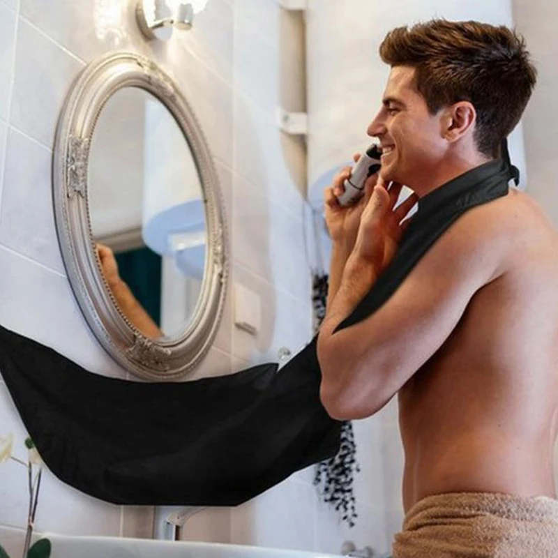 

Man Bathroom Apron Male Beard Apron Razor Holder Hair Shave Beard Catcher Waterproof Floral Cloth Household Cleaning Protector