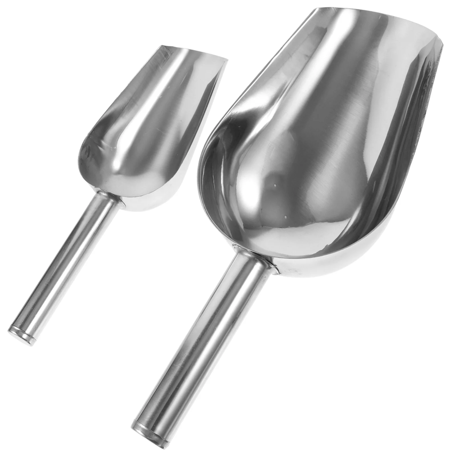 

2 Pcs Ice Cube Scoop Kitchen Grain Food Pet Accessories Bar Tongs Stainless Spoon Cubes Grains Steel