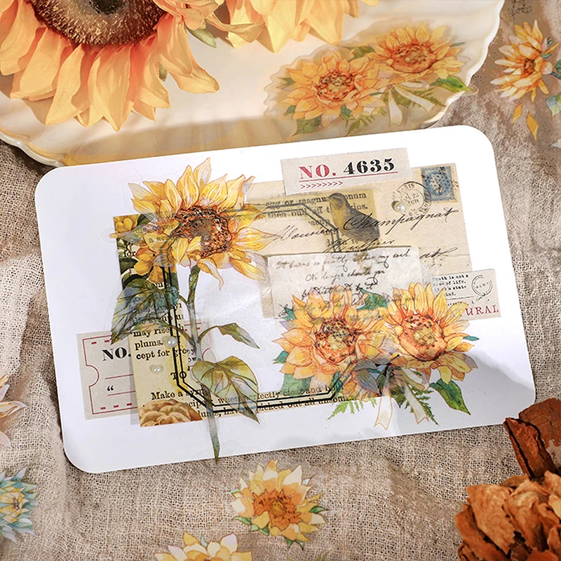 

10Pcs/Bag Vintage Botanical Stickers Aesthetic Flowers Hand Account Material Decorative Stationery Stickers