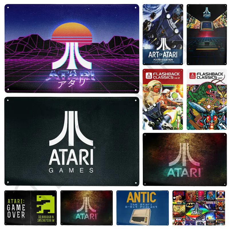 

Классическая игра ATARI, металлический жестяной знак, винтажный алюминиевый знак для дома, Настенный декор для спальни, кофейной, домашней комнаты, мужская пещера