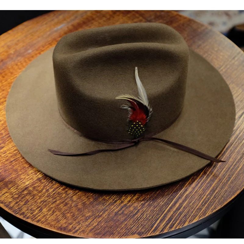 Brand Design Men's Crushable Wool Felt  High Plains Drifter Clint Eastwood Bounty Hunter Brown  Fedora Hats