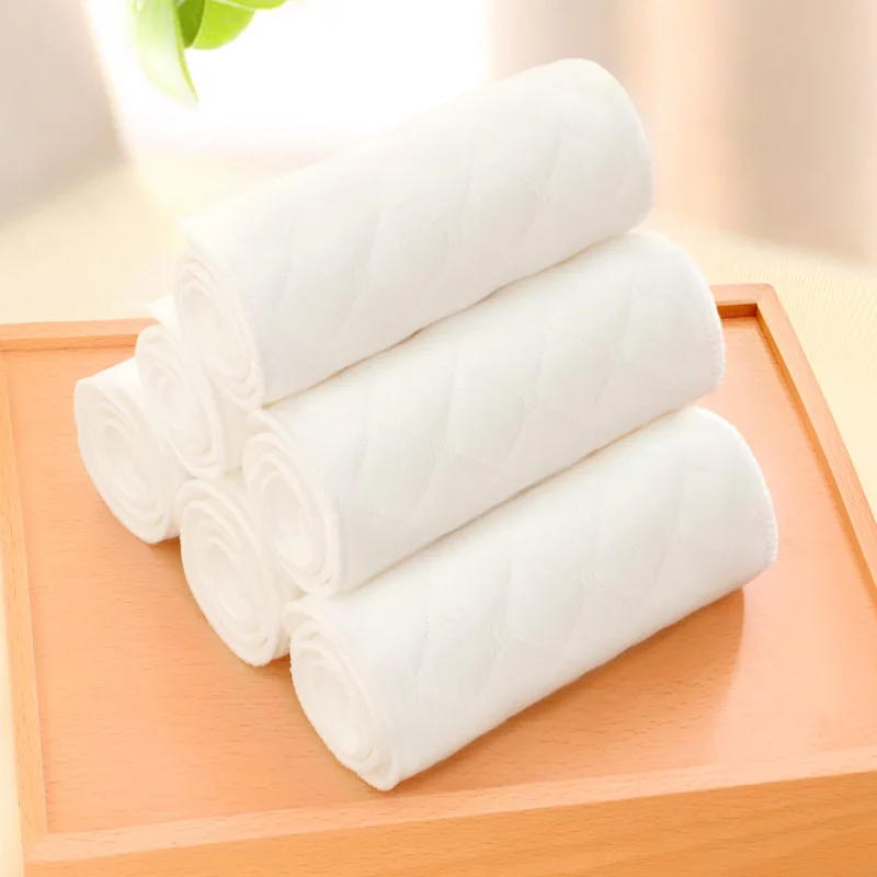 Предварительно складывающиеся органические экологически чистые хлопковые многоразовые вкладыши для подгузников, Детские Современные тканевые подгузники, 6 слоев, полотенце, 5 шт./партия