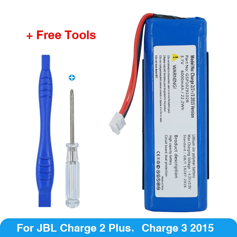

6000mah GSP1029102R Battery For JBL Charge 2 Plus, Charge 2+, Charge 3 2015 Version GSP1029102R P763098 Batteries
