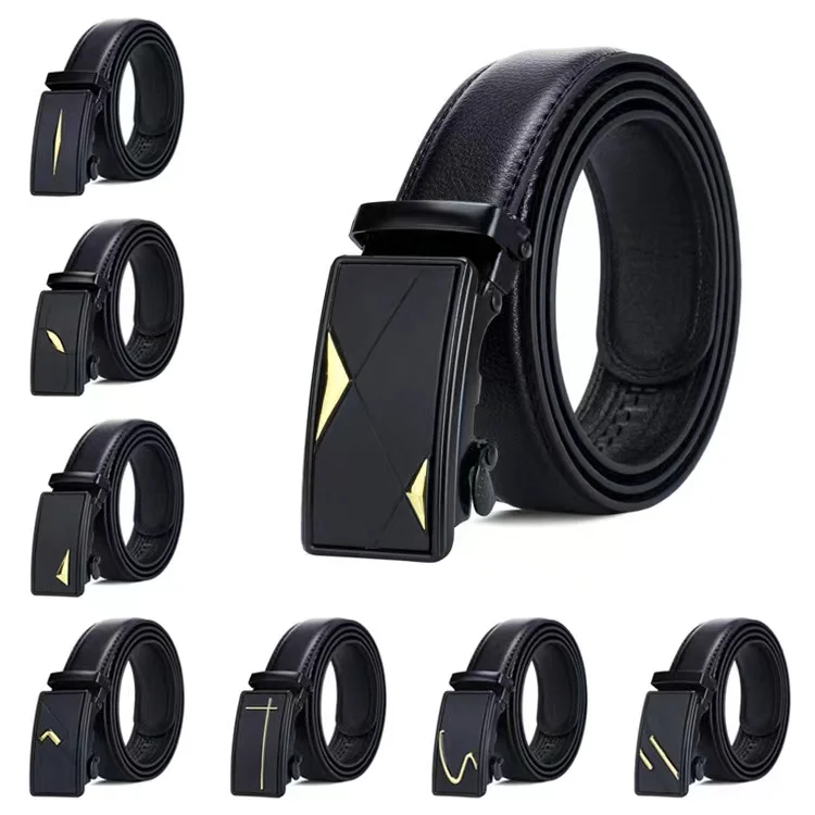 Men Belt Metal Automatic Buckle Leather High Quality Belts for Male Jean Pants Waistband Business Work Casual Luxury Brand Strap