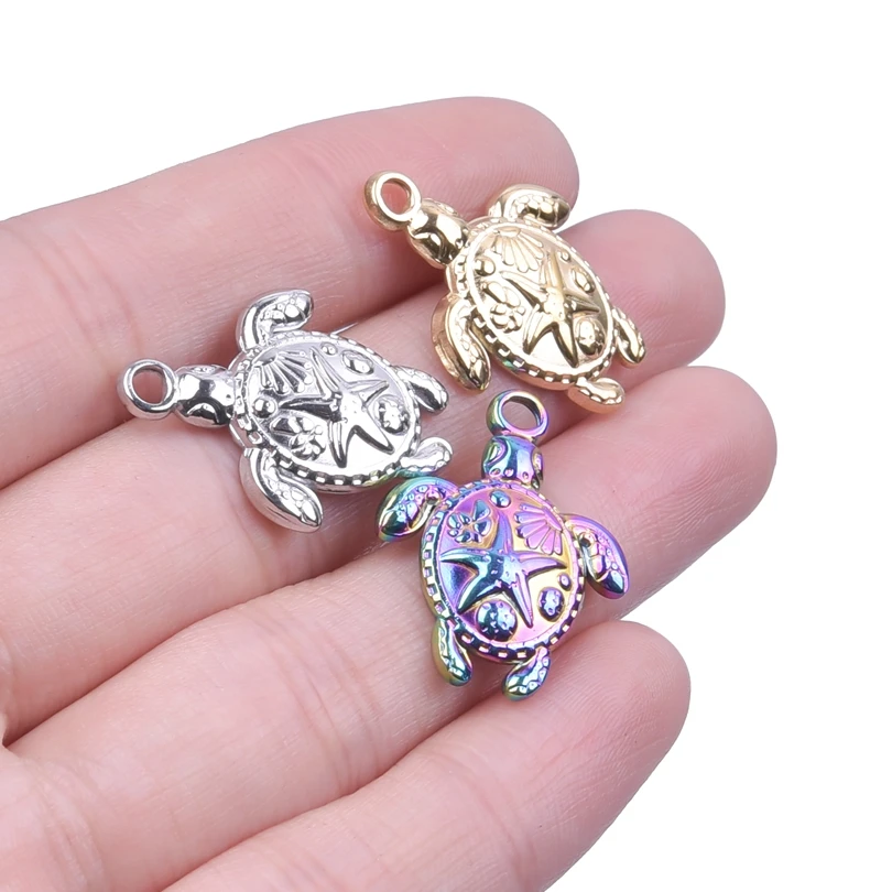 

3pcs Turtle Charm Stainless Steel Sea Turtle Charms Bulk Mini Turtle Pendant DIY Craft Earring Necklace Jewelry Making Findings