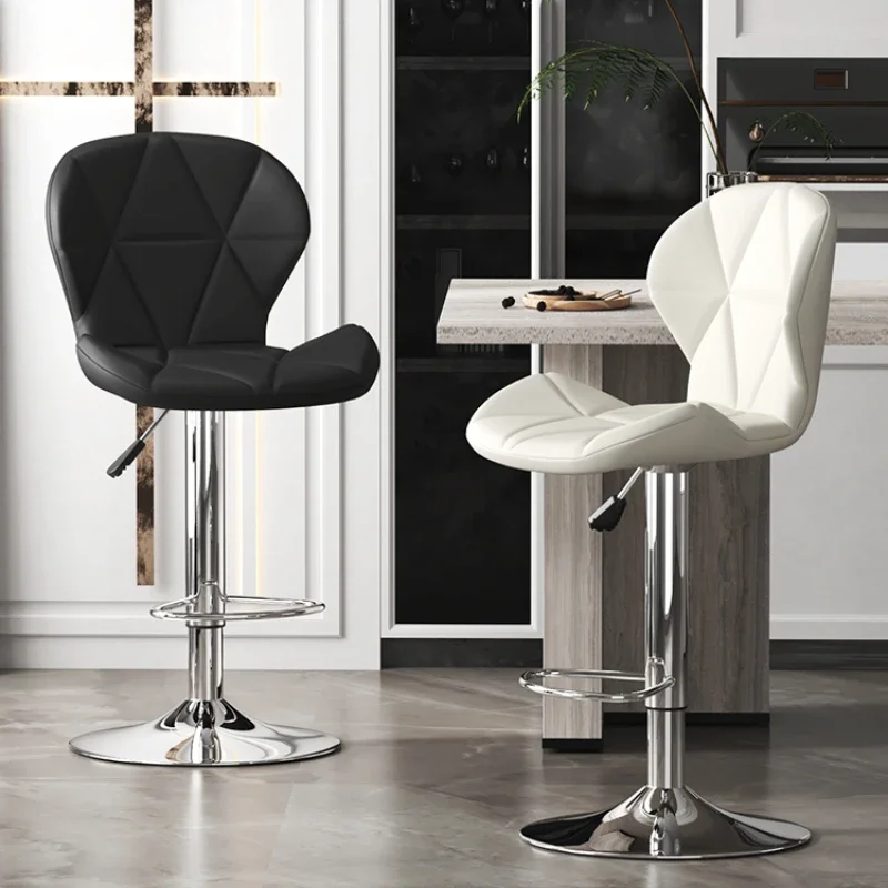 

Nordic Swivel Bar Chair Height Adjustable Modern High Stool Backrest Leather Bar Stools Dining Chairs Kitchen Home Bar Furniture