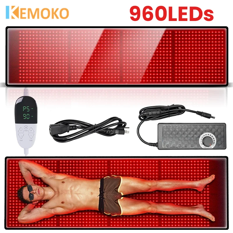 Фото KEMOKO 960 шт. светодиоды красный свет большой коврик для облегчения боли в теле, талии, спины, плеча, мышечной боли, коврик для йоги, облегчение расслабления, инфракрасный свет №1