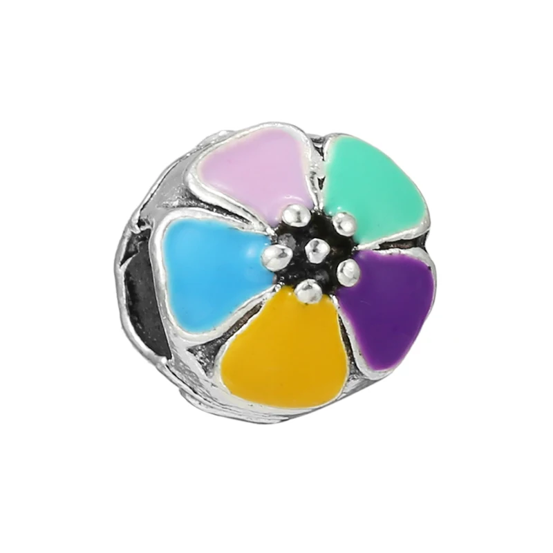 2Pcs/Lot Fit Original Brand Charms Bracelet Colorful Flower Paw Tree Travel Plane Charm Beads DIY Women Jewelry Accessories - купить по
