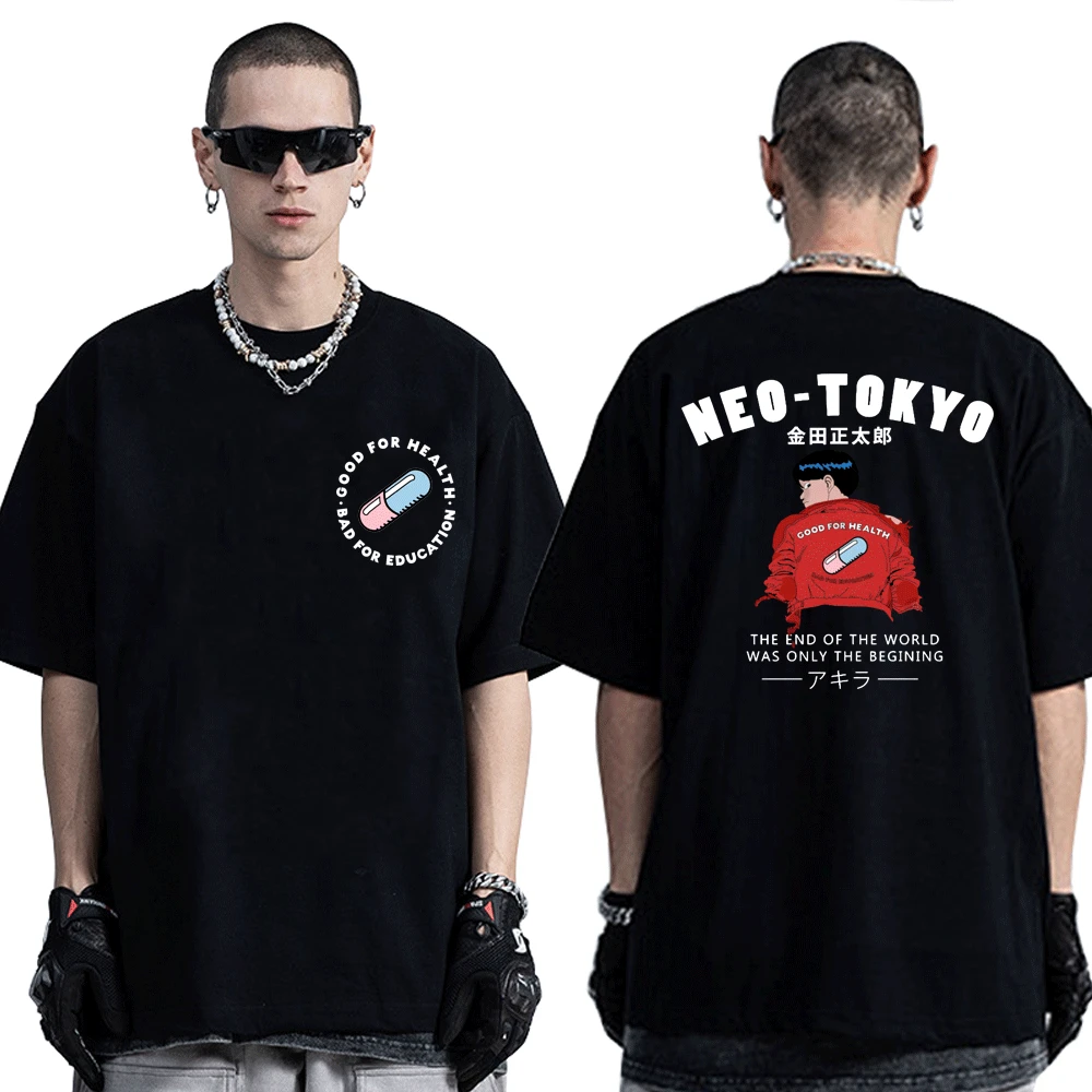 Anime Akira Neo Tokyo Double Sided Print Tshirts Japanese Manga Harajuku T-shirt Summer Fashion O-Neck T Shirt Casual Tops Tees