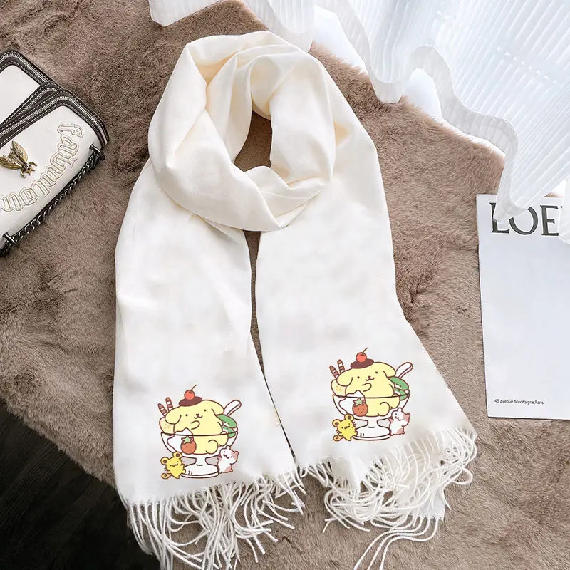 

Kawaii Sanrio Anime Scarf Cute Pompompurin Cartoon Exquisite Fashion Antifreeze Windproof Thickening Warm Scarf Gifts for Girls